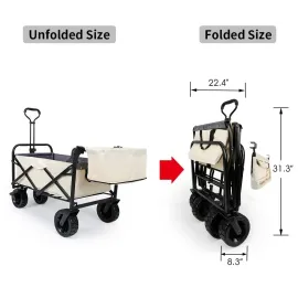 Collapsible Folding Garden Outdoor Park Utility Wagon Picnic Camping Cart with Bearing and Brake 8