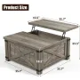 Lift Top Coffee Table with Storage, 35.7 W Square Coffee Tables for Living Room, Small Coffee Table with Large Hidden