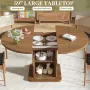 Extendable Round Dining Table for 4-6-8, 59 Inch Dining Room Kitchen Table with Storage, Fluted Wood Slide Door, Customized
