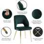 Modern Dining Chair Set of 2, Forest Green Velvet Fabric Upholstered Accent Chairs with Golden Metal Legs, Round Back Side Chair