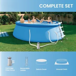 Easy Set 15 ft x 48in Above Ground Pool Set, Round Inflatable Swimming Pool with 1000 GPH Cartridge Filter Pump, Customized