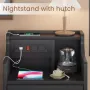 Bedside Table Set of 2 with Charging Station and Storage, Bedroom Bedside Table Set of 2