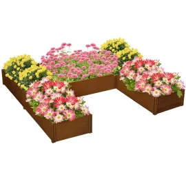 7.5x7.5ft DIY Raised Garden Bed, Large Wooden Planter Box with 5 Compartments, for Outdoor Plants, Vegetables, Customized