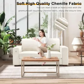 70 Loveseat Sofa for Living Room, Modern Comfy Couch with Medium Firm Seat Cushion, Removable Cover, Wide Armrest, USB/Ty