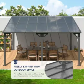 10x14 FT Lean to Gazebo, Pergolas and Gazebos Clearance, Awnings for Patio Covers for Shade and Rain Outdoor Gazebo for Patios