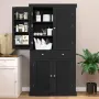 72” Kitchen Pantry Cabinet, Tall Storage Cabinet with 4 Doors and 1 Drawer, Freestanding Cupboard with 6 Hanging Shelves