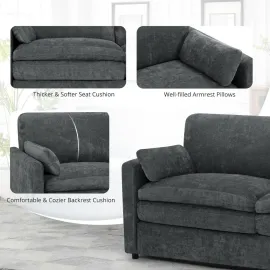 Modern Sofa, 89 Cloud Couch w/Pillows, Pocketed Spring Seats, Comfy 3-Seater Plush Foam Cushions, Chenille Fabric
