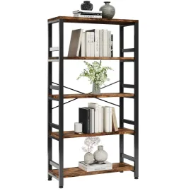 Bookshelves and Bookcases,31.5in Wide Shelf 5-Tier Ladder Shelf 110lbs/shelf Vintage Industrial Style Bookcase