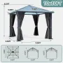 10'x10' Hardtop Gazebo, Outdoor Polycarbonate Roof Gazebo, Heavy Duty Metal Permanent Pavilion with Curtains & Netting