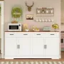 Buffet Cabinet with Storage and Drawers, 55 Large Sideboard Buffet Cabinet with Adjustable Shelves and Door