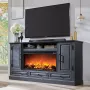 Fireplace TV Stand for 80 Inch TV, 35.7 Tall Farmhouse Entertainment Center W/36'' Electric Fireplace, Media Console