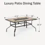 Outdoor Dining Table for 6, Rectangular Metal Wrought Iron Table with Polywood Tabletop and Umbrella Hole, Large Heavy