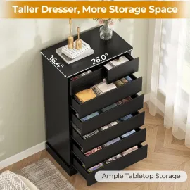 Tall Dresser with 7 Drawers for Bedroom, 51.8'' High Chest of Drawers Storage Organizer for Closet, Modern Taller, Customized