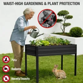 48x24x32in Outdoor Galvanized Raised Garden Bed with Legs, 600LB Elevated Planter Box for Vegetable, Flowers, Customized