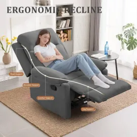 Recliner Chair, Manual Recliner for Adults with Side Pocket, Small Recliners for Small Spaces, Adjustable Comfy, Customized