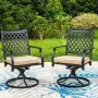 Outdoor Metal Swivel Chairs Set of 2 Patio Dining Chair with Cushion Furniture Set for Garden Backyard Bistro, Customized