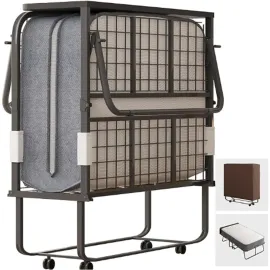 Folding Bed with Mattress, 75 x 31 Rollaway Bed for Adults, 5 inch Thick Foam Mattress, Cot Size Portable Foldable Bed
