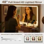 Makeup Vanity Desk with 48 HD Lighted Mirror, Farmhouse Vanity Desk with 8 Drawers, Vanity Table with 3 Color Modes
