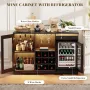 Coffee Bar Cabinet with Fridge (Fridge Included), Large Liquor Bar Cabinet with LED Lights, Glass Holder & Wine, Customized