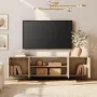 Modern TV Stand for 32-75 inch TVs, Wood Entertainment Center with Storage Cabinets, Media TV Console Table