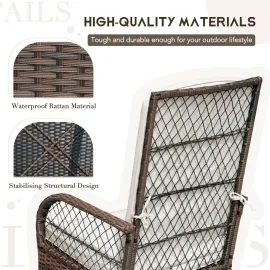 Outdoor Rocking Chairs 3 Piece Patio Furniture Set with Side Table & Cushions, Wicker Porch Rocker Bistro Set High, Customized