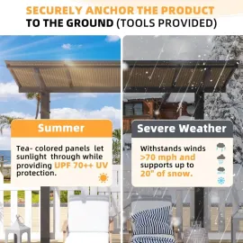 8' x 5' Grill Gazebo Outdoor Pergola for Patio, Freestanding Lean to Hardtop Gazebo Carport Pergolas and Gazebos, Customized