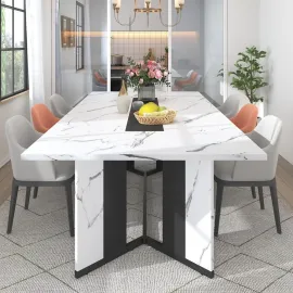 78 Inch Dining Table for 6 8 People, Modern Rectangular Kitchen Table W/Waterproof Tabletop,Large Modern Dining Room, Customized