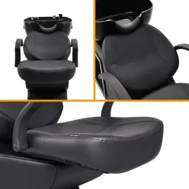 Shampoo Bowl and Chair Set for Salon, Backwash Barber Chair, Plastic Shampoo Bowl Sink Unit w/Storage Box for Beauty Spa Barb