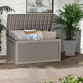 320 Gallon Lockable Resin Deck Box, Waterproof & UV-Resistant Outdoor Storage Box for Outdoor Cushion Storage, Customized