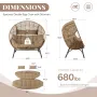 Double Egg Chair Indoor Outdoor 680lbs, 2 Person Brown Wicker Oversized Stationary Egg Chair with Brown Thick, Customized