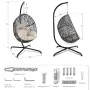 Oversized Hanging Egg Chair with Stand, Indoor Outdoor Grey Wicker Bird Cage Swing Chair, Patio Hammock Swinging, Customized