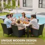 7-piece Furniture Set, Terrace Reception Set, with Lovewood Tabletop, Rattan Outdoor, Black
