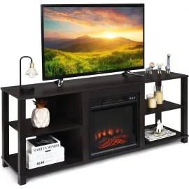 2-Tier TV Stand, Entertainment Television Stands, Modern Entertainment Centers with Adjustable Shelves