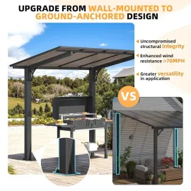 8' x 5' Grill Gazebo Outdoor Pergola for Patio, Freestanding Lean to Hardtop Gazebo Carport Pergolas and Gazebos, Customized