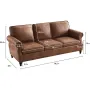 79-inch Living Room Faux Leather Sofa, Mid-Century Modern Sofa with Rolled Arms and Nailhead Trim for Small Spaces