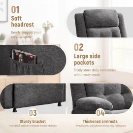 Power Recliner Chair for Adults, Oversized Electric Recliner with Thickened Cushions, Chenille Fabric Reclining, Customized