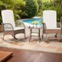 Outdoor Rocking Chairs 3 Piece Patio Furniture Set with Side Table & Cushions, Wicker Porch Rocker Bistro Set High, Customized