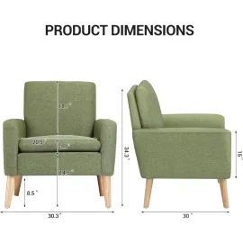Accent Chair Set of 2 Living Room Mid-Century Modern Chair, Upholstered Fabric Comfy Club Armchair Pair of Leisure Sofa Chairs