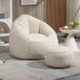 Beanbag chair and footstool, comfortable beanbag sofa chair, high-pressure foam couch, used in living room and bedroom