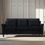 Home Raelynn Button Tufted Sofa, Affordable Black Modern Sofa, Microfiber Couch for Small Spaces Cama para Sala Modernos