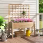 Raised Garden Bed with Lattice Trellis, 4 Drainage Holes, Wooden Elevated Planter Box with Legs for Climbing Vine, Customized