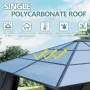10'x10' Hardtop Gazebo, Outdoor Polycarbonate Roof Gazebo, Heavy Duty Metal Permanent Pavilion with Curtains & Netting