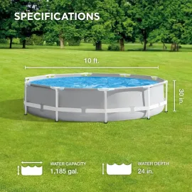 Prism Frame Above Ground Swimming Pool Set, 10ft x 30in, Includes 330 GPH Filter Pump, Removable Pool, Customized