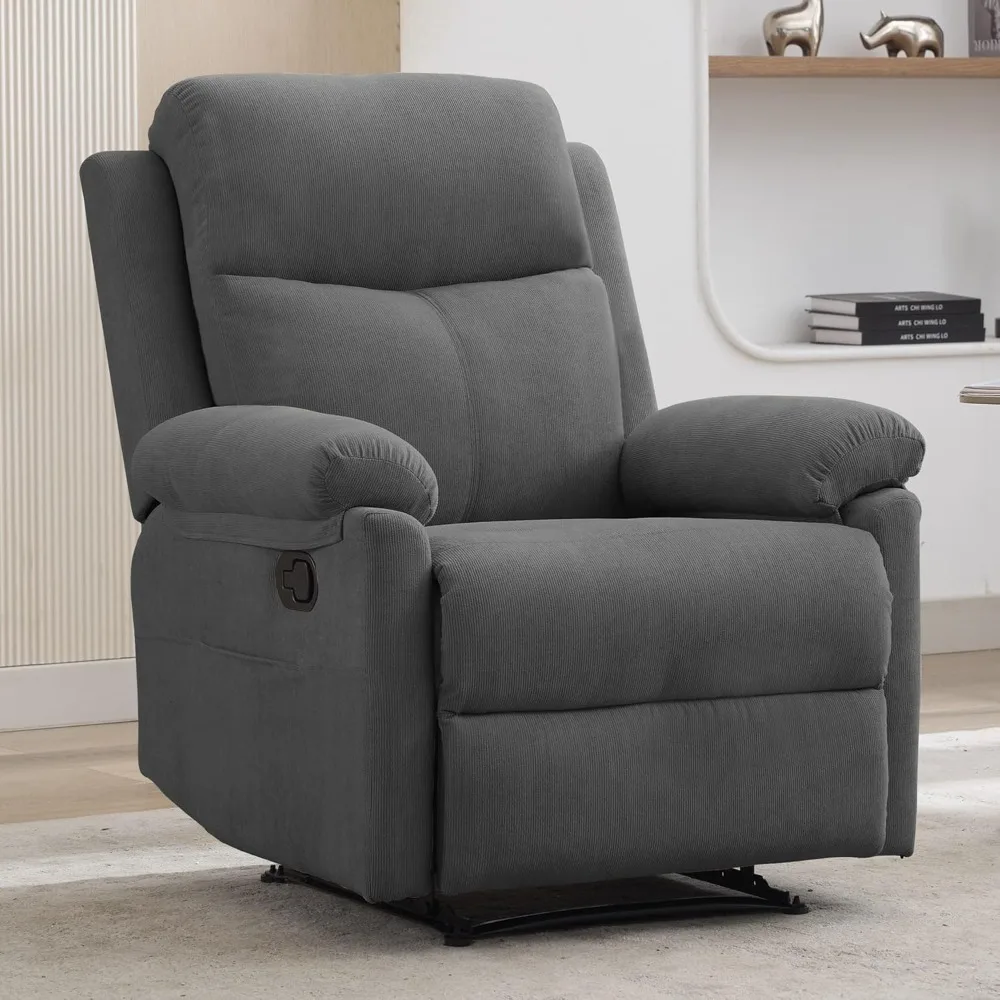 Recliner Chair, Manual Recliner for Adults with Side Pocket, Small Recliners for Small Spaces, Adjustable Comfy, Customized