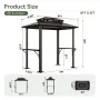 Grill Gazebo 8 x 5FT, Aluminum BBQ Gazebo with Double Polycarbonate Top, Grill Canopy Hardtop with Shelves, Customized