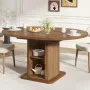 Extendable Round Dining Table for 4-6-8, 59 Inch Dining Room Kitchen Table with Storage, Fluted Wood Slide Door, Customized