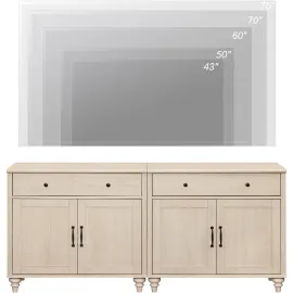 Entertainment Center with Bookshelves for TVs up to 75, Farmhouse Wall Unit TV Stand with 8 Doors & 4 Drawer