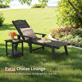 Outdoor Chaise Lounge Chairs Set of 2, HDPS Lounge Chair, 5 Positions Adjustable Pool Lounge Chairs, Patio, Customized