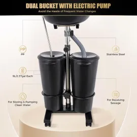 Shampoo Basin Electric Pump Shampoo Basin Hair Washing Sink with 2 Buckets for Water Storage and Drainage Portable