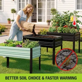48x24x32in Outdoor Galvanized Raised Garden Bed with Legs, 600LB Elevated Planter Box for Vegetable, Flowers, Customized